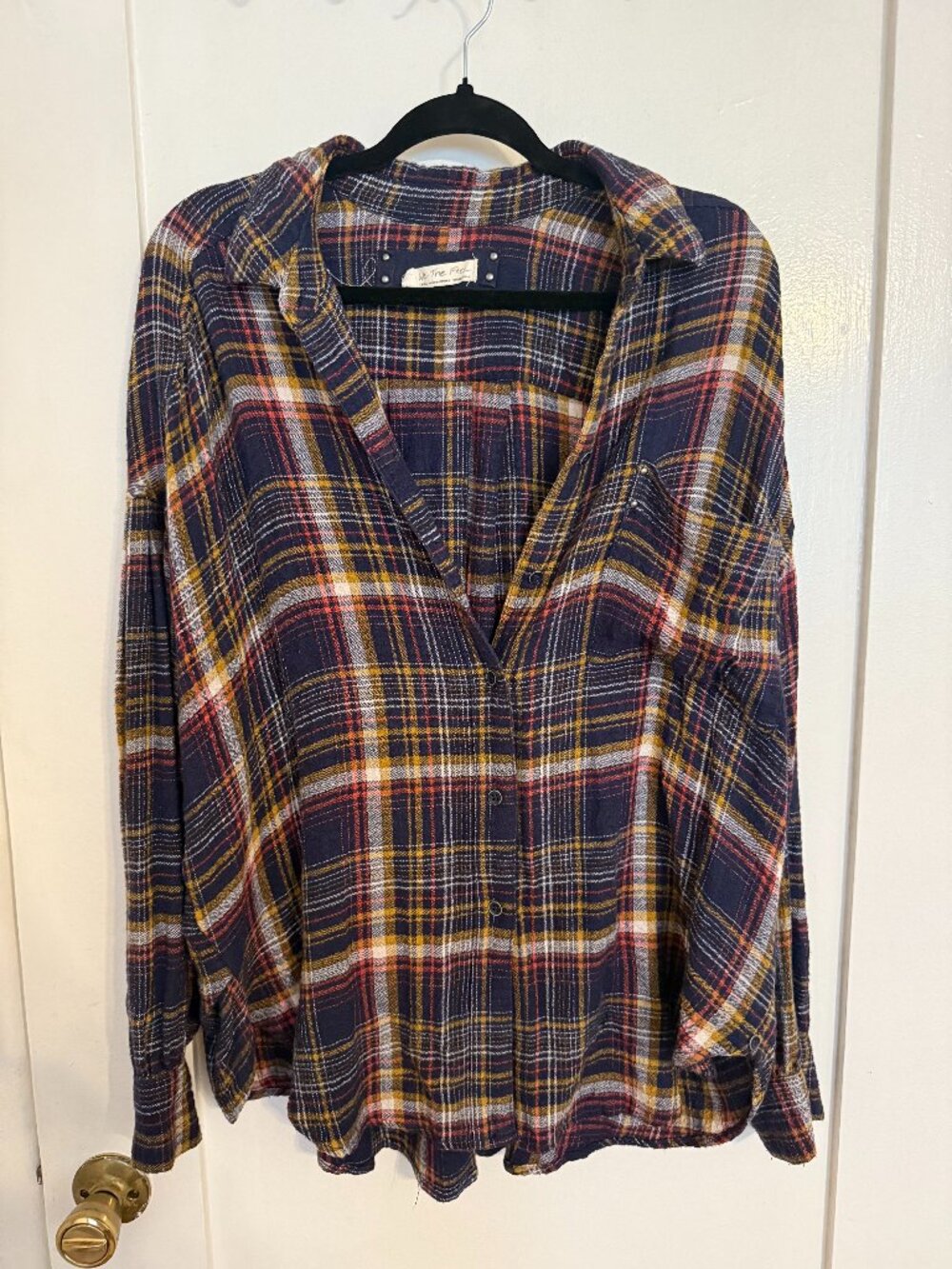 Free People oversized flannel navy small super soft